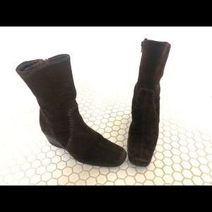Brown Suede Aquatalia wedge heel boot